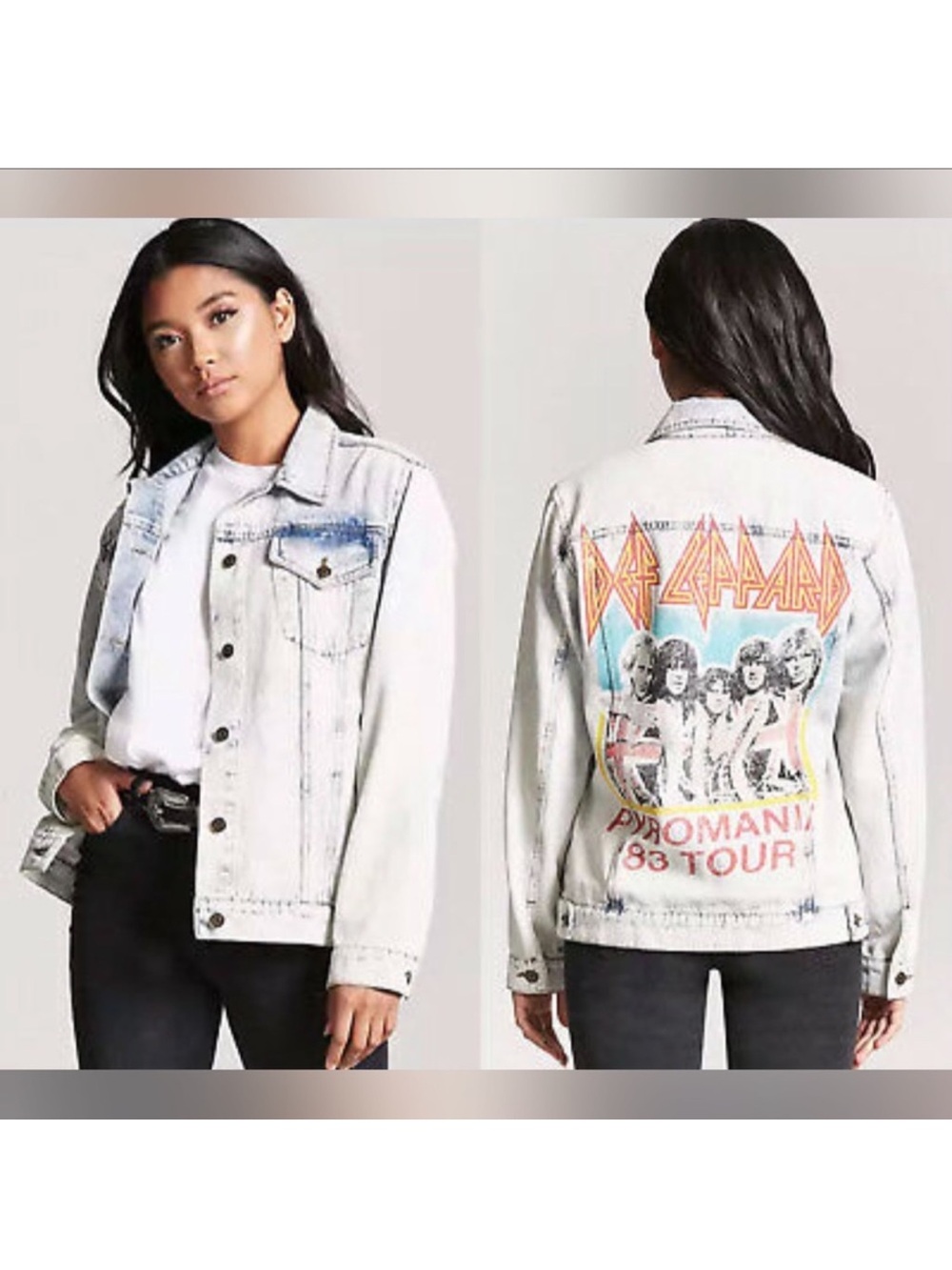 Def Leppard Pyromaniac 83 acid washed Jean jacket Size Small
